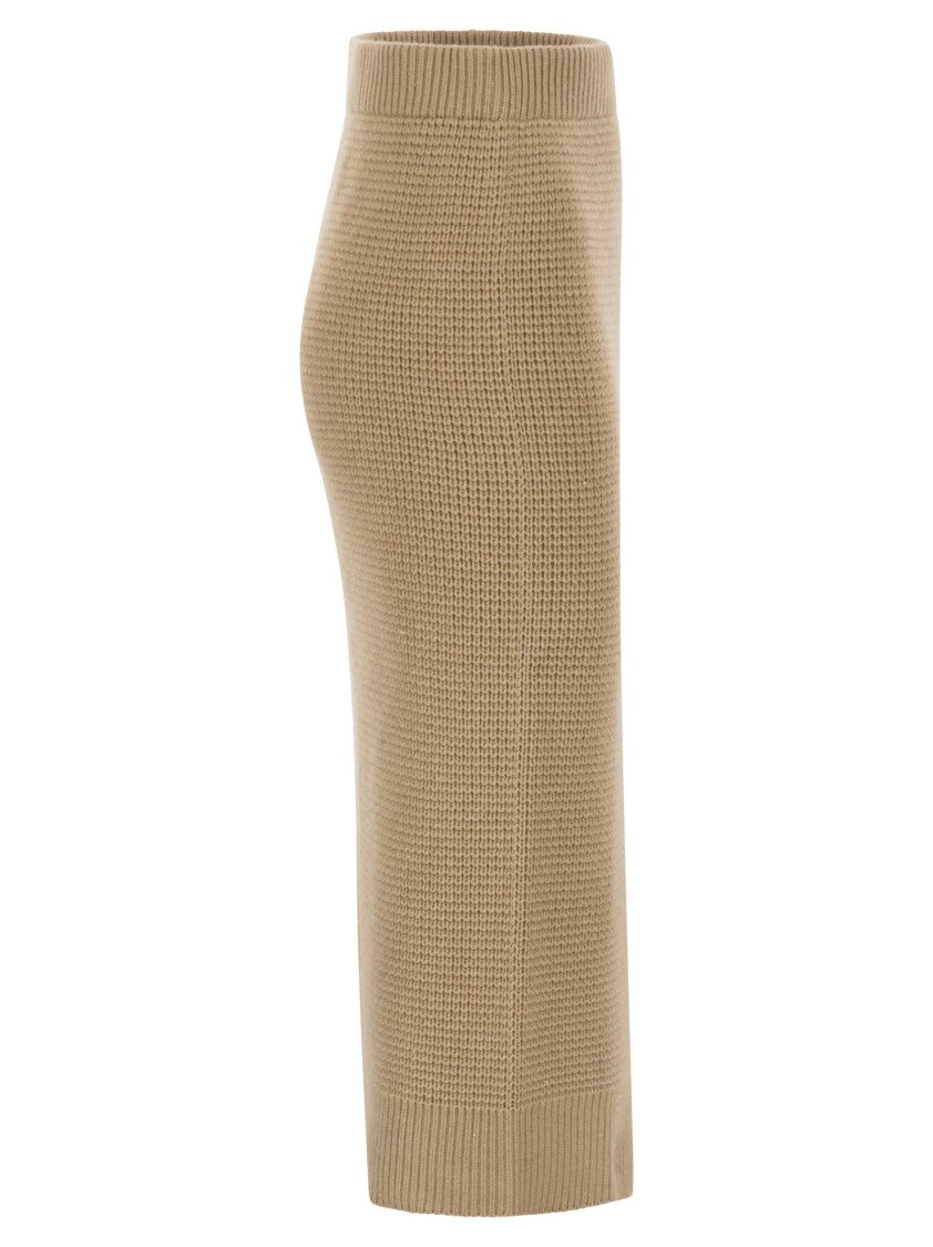 Peserico Fitted Long Skirt In Textured Knit Wool