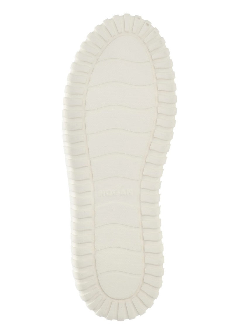 Hogan White H-Stripes Suede Inserts Sneakers