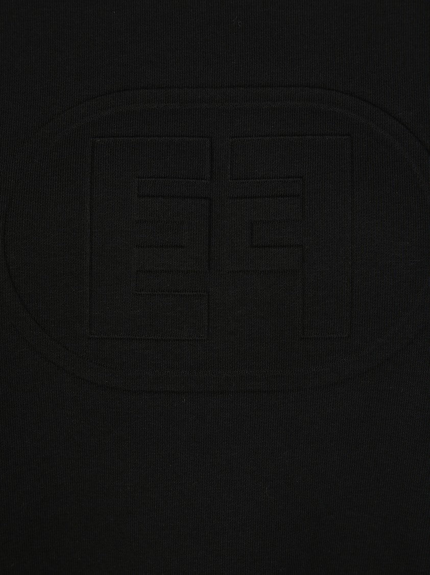 Elisabetta Franchi Cropped Black Sweatshirt With Embossed Logo