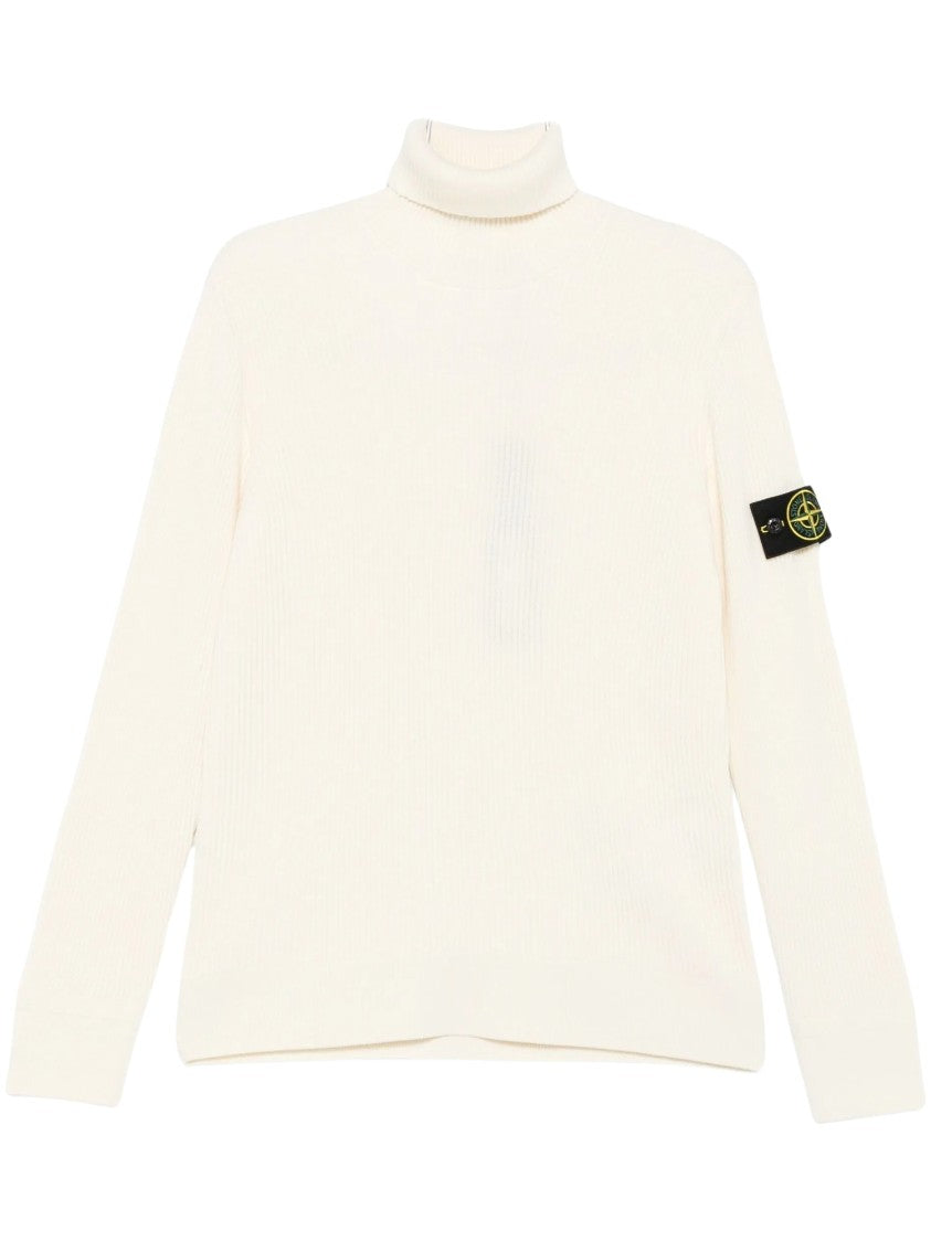 Stone Island Compass Logo Ribbed Turtleneck Sweater