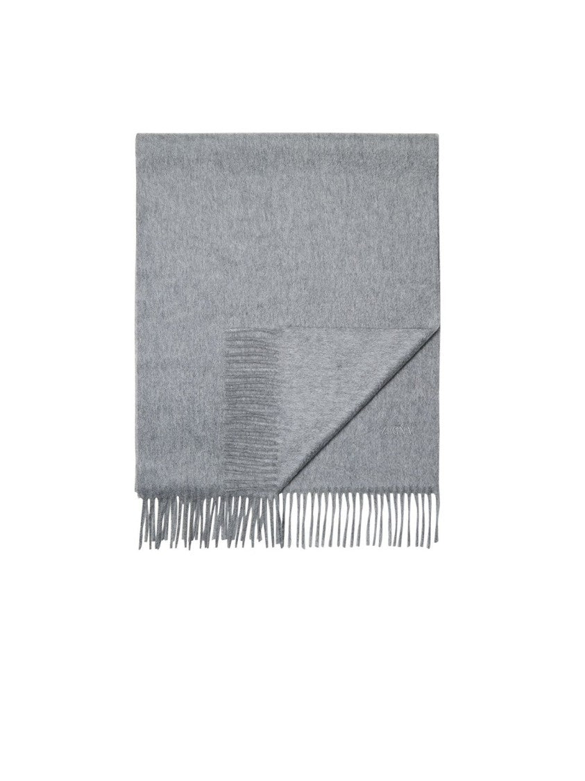 Ermenegildo Zegna Finely Woven Cashmere Scarf With Subtle Fringed Edges