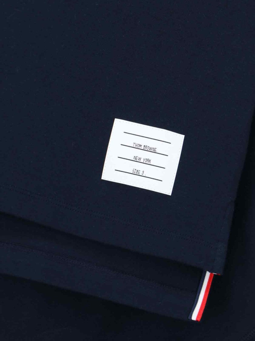 Thom Browne Crew Neck T-Shirt With Distinctive 4-Bar Logo