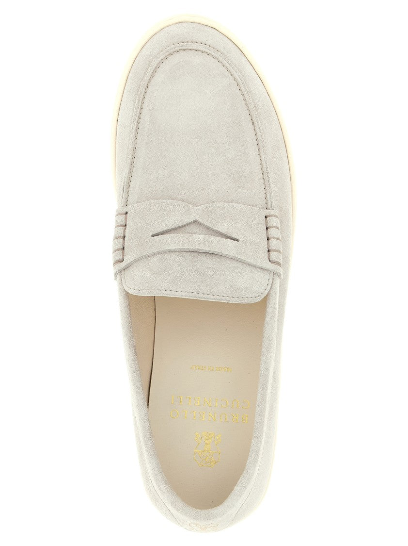 Brunello Cucinelli Suede Slip-On Loafers With Natural Latex Sole