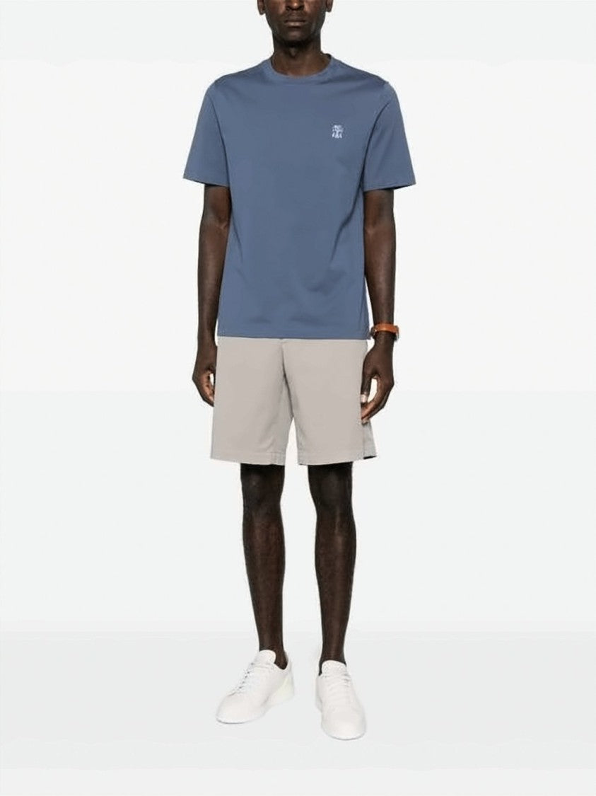 Brunello Cucinelli Cotton Jersey Crew Neck T-Shirt With Embroidered Logo