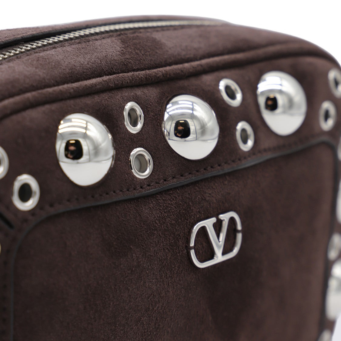 Valentino Garavani Compact Rectangular Suede Bag With Silver-Tone Hardware