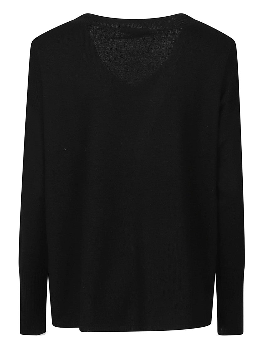 Aragona Cropped Black Virgin Wool Sweater
