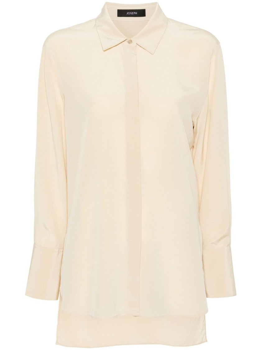 Joseph Long Sleeve Beige Crepe De Soie Blouse