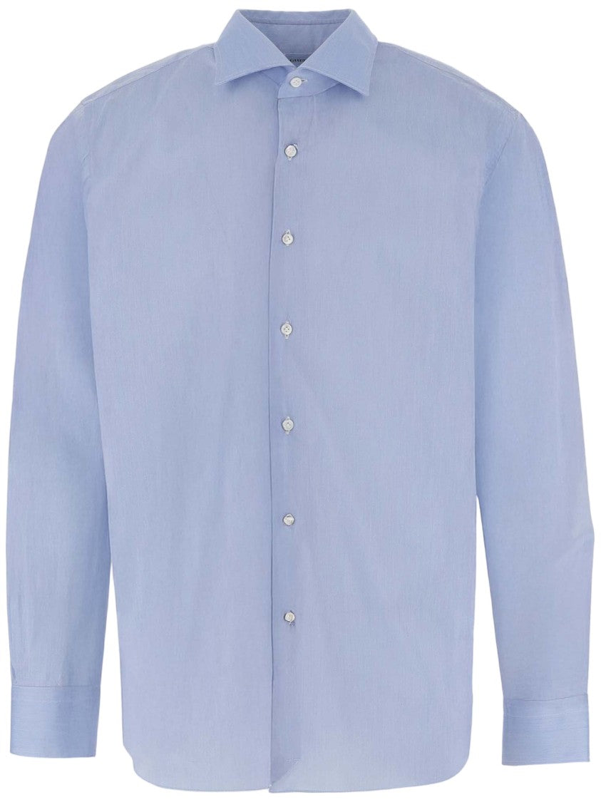 Gherardi Light Blue Stretch Cotton Blend Formal Shirt