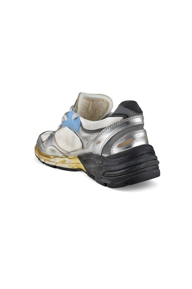 Golden Goose White Silver Grey Leather Running-Dad Sneakers