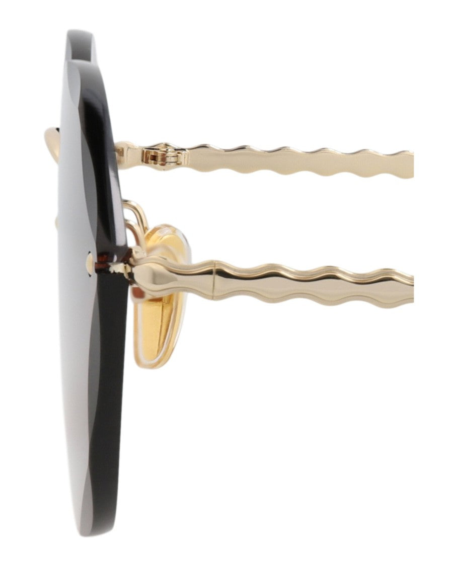 Chloé Rimless Cat Eye Metal Sunglasses With Wavy Gold Temples