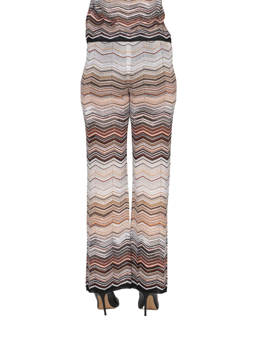 Missoni Zigzag Pattern Earthy Tones Wide-Leg Pants