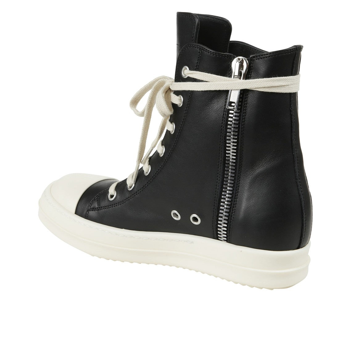 Rick Owens High-Top Smooth Leather Sneakers With Shark Tooth Sole