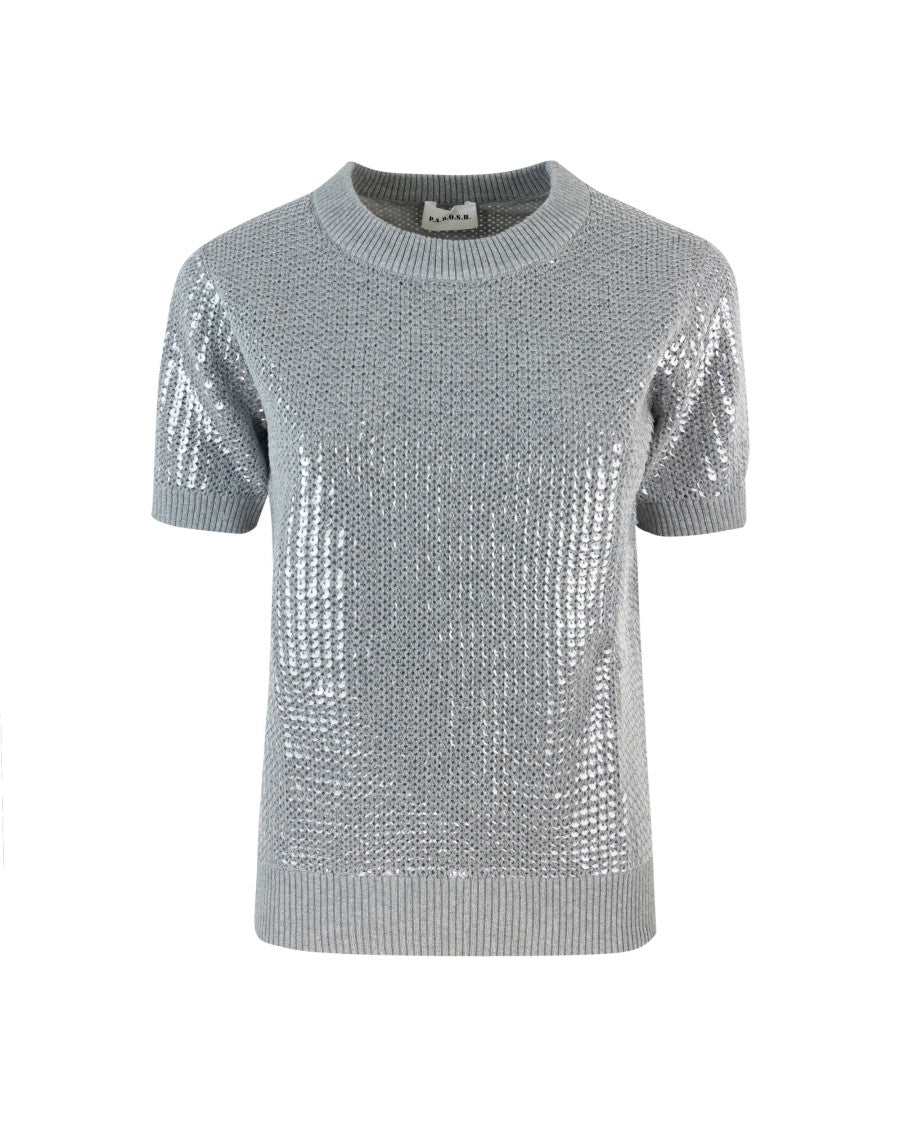 P.A.R.O.S.H. Cobalt Gray Knit T-Shirt