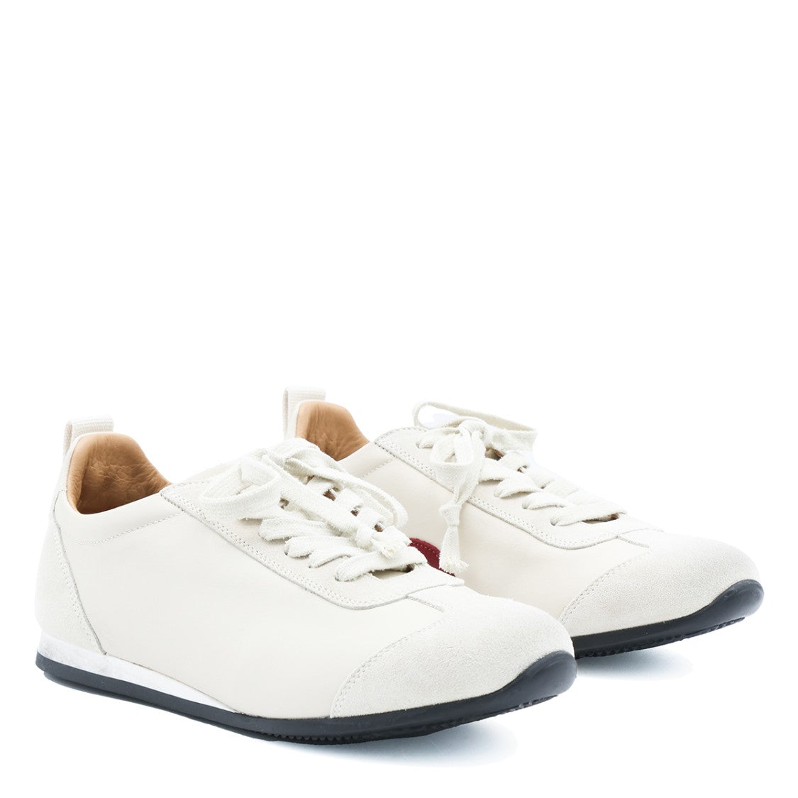 Uma Wang Off-White Leather Suede Inserts Low-Top Sneakers