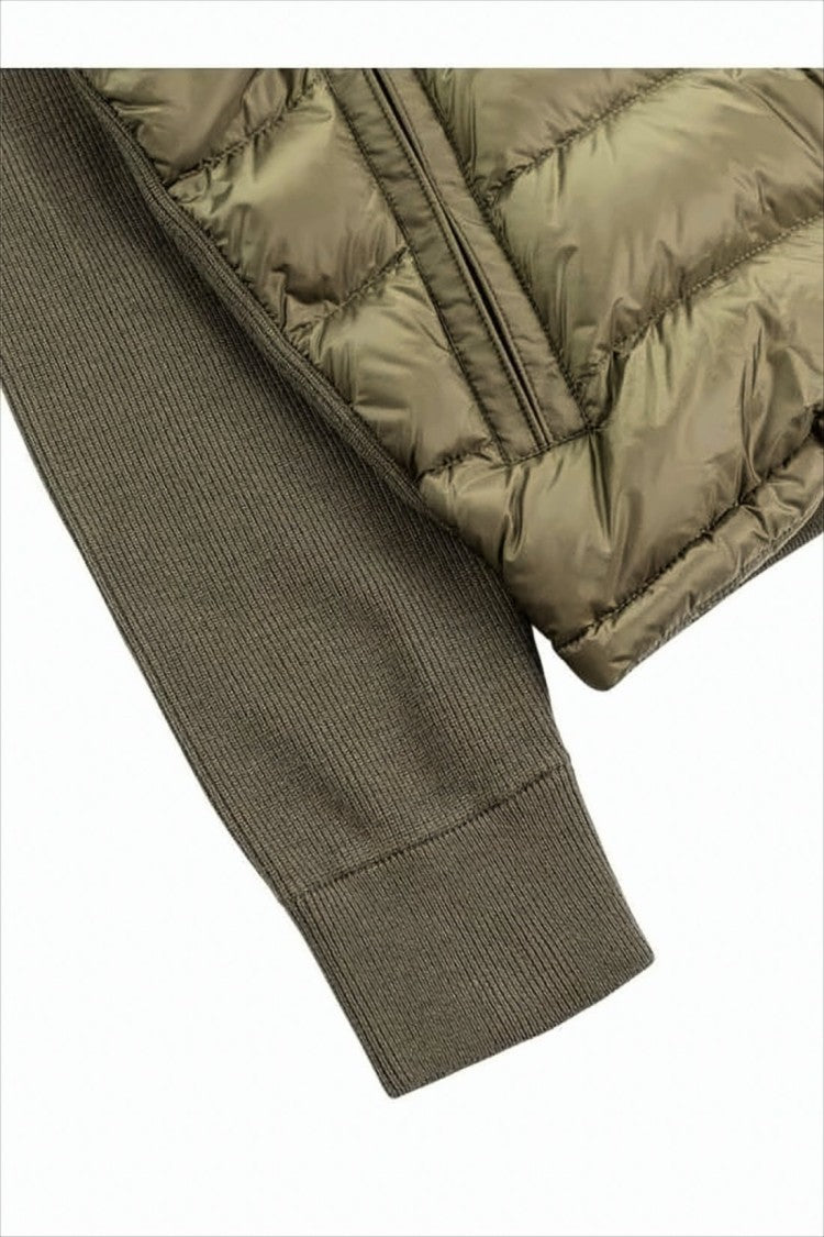 Moncler Quilted Padded Jacket With Knitted Sleeves And Hood