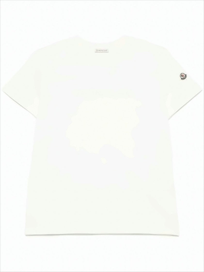 Moncler Short-Sleeved White T-Shirt With Embossed Logo
