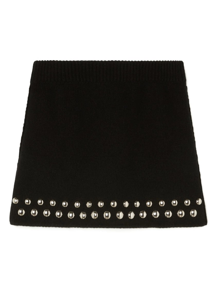 Alanui Black Love And Studs Wool Mini Skirt