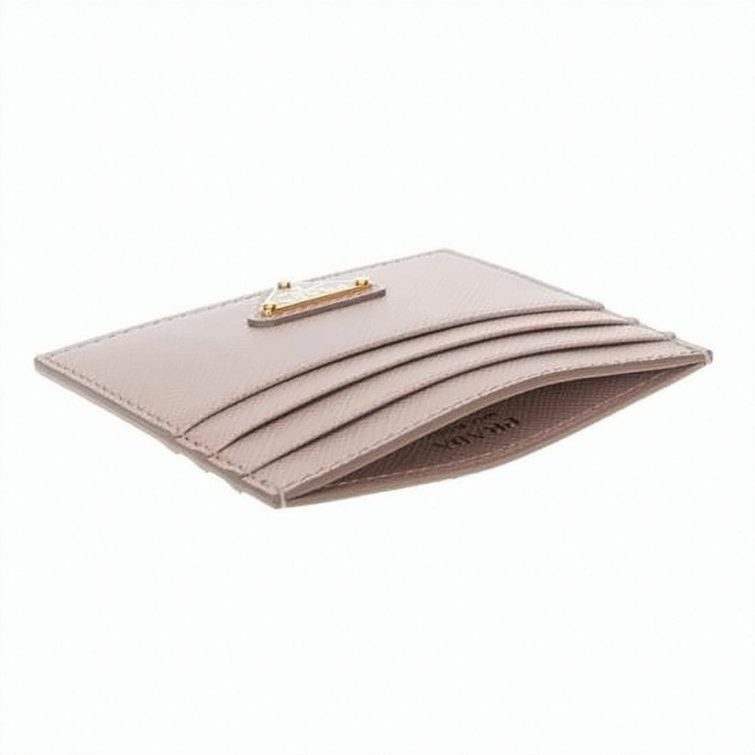 Prada Textured Cowhide Leather Cardholder With Gold-Tone Logo