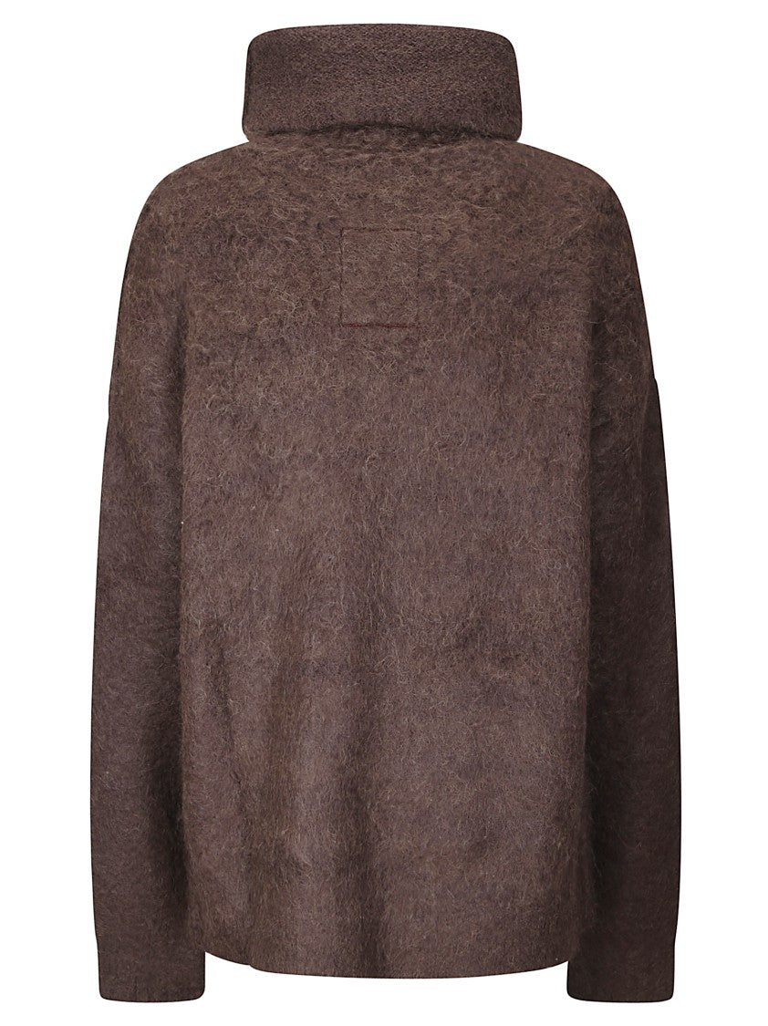 Uma Wang Soft Alpaca High Neck Oversized Knit Sweater