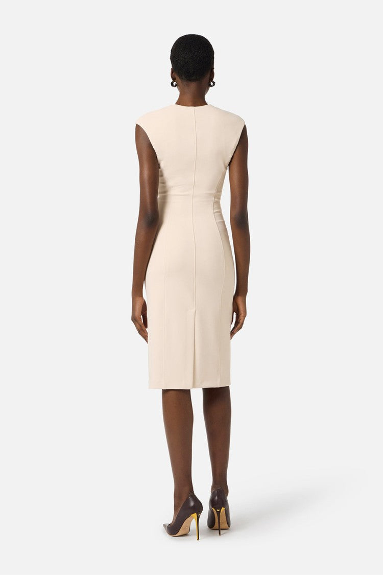 Elisabetta Franchi Butter Sweetheart Cutout Front Zip Polyester-Blend Mini Dress