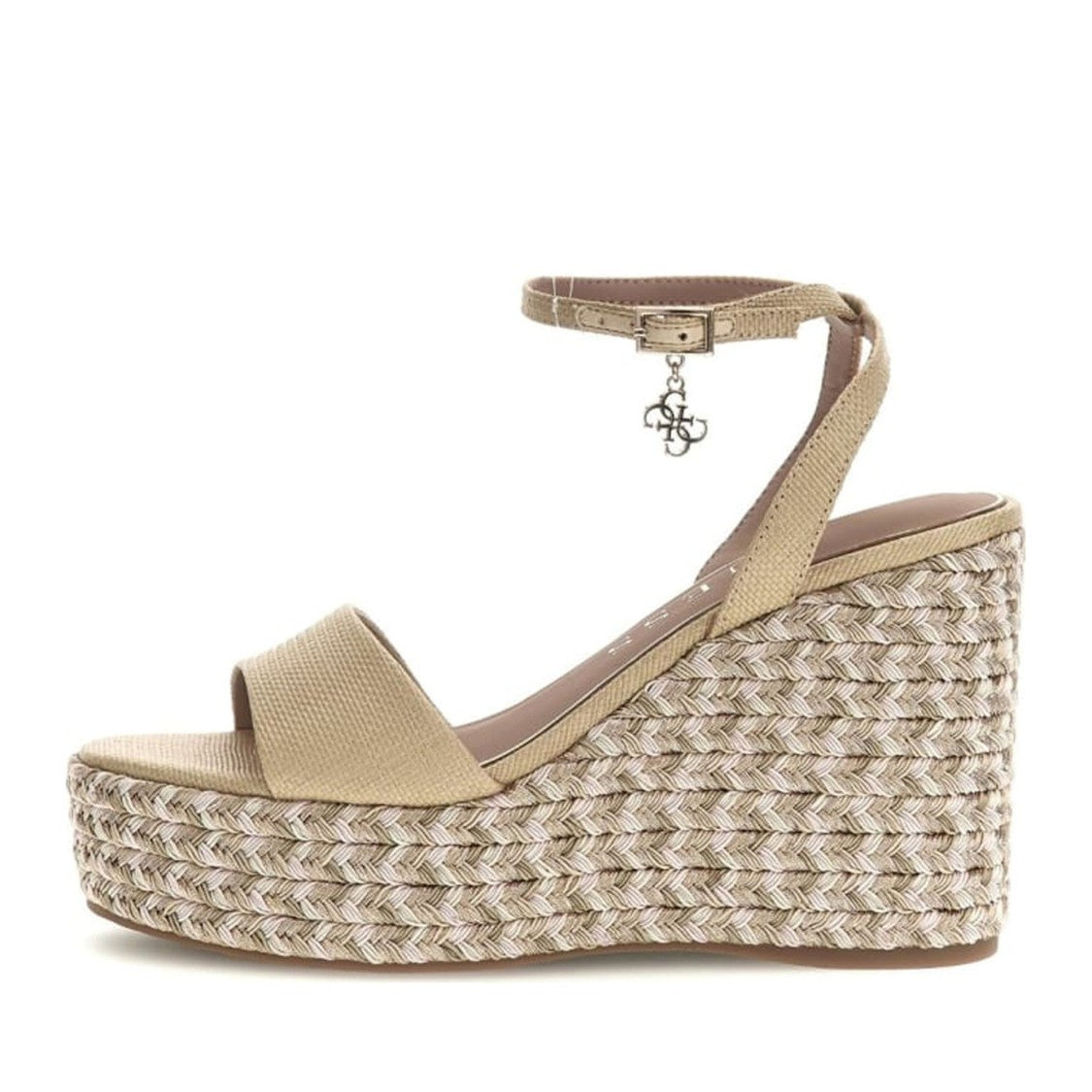 Guess Beige Everly Woven Platform Wedge Sandals