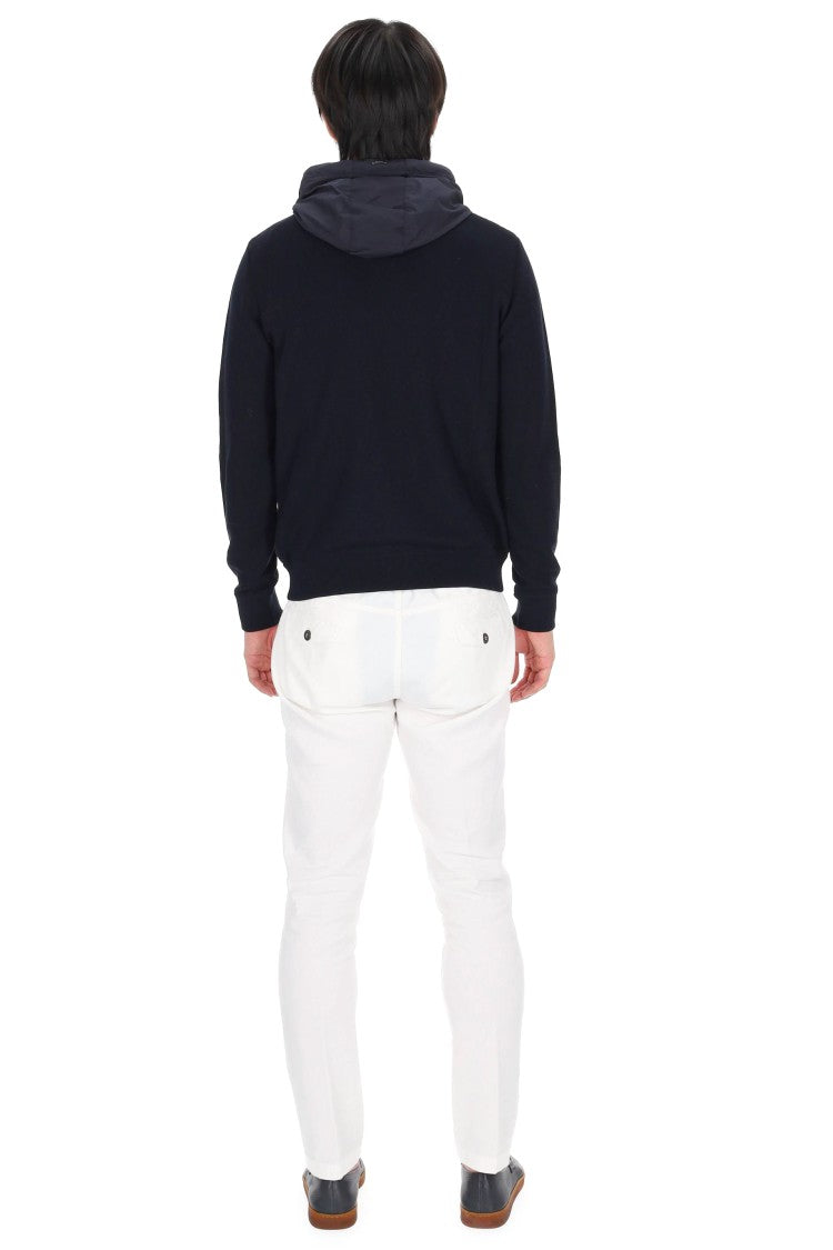 Herno Blue Bi-Material Technical Bomber Jacket