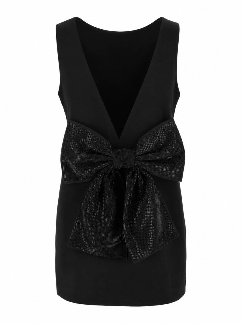 Eleh Black Sleeveless Bow Mini Dress