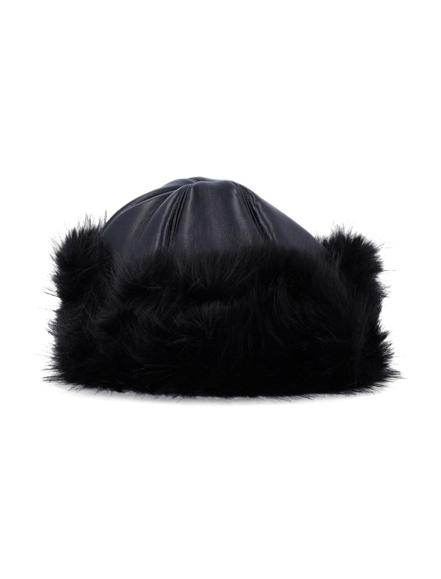 Stand Studio Sable Plush Trim Leather-Like Hat