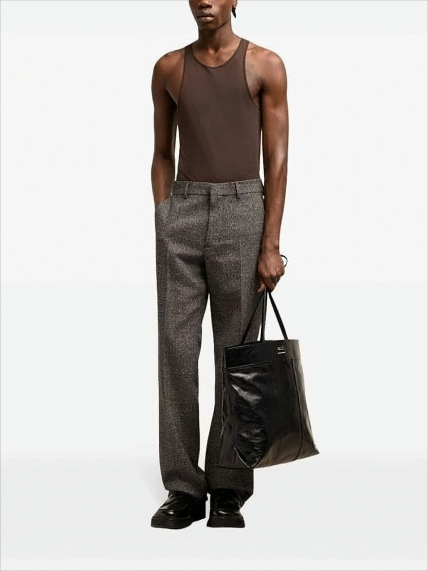 Ami Paris Straight-Leg Textured Wool-Cotton Suit Pants