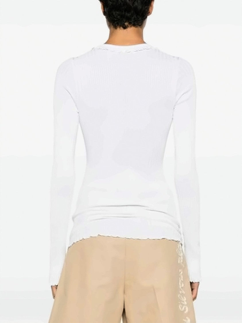 Miu Miu Fitted Ribbed Silk Crewneck Sweater