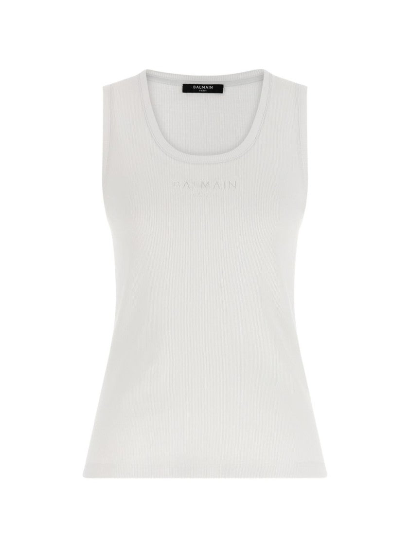 Balmain White Minimalist Short Sleeve Cotton Top