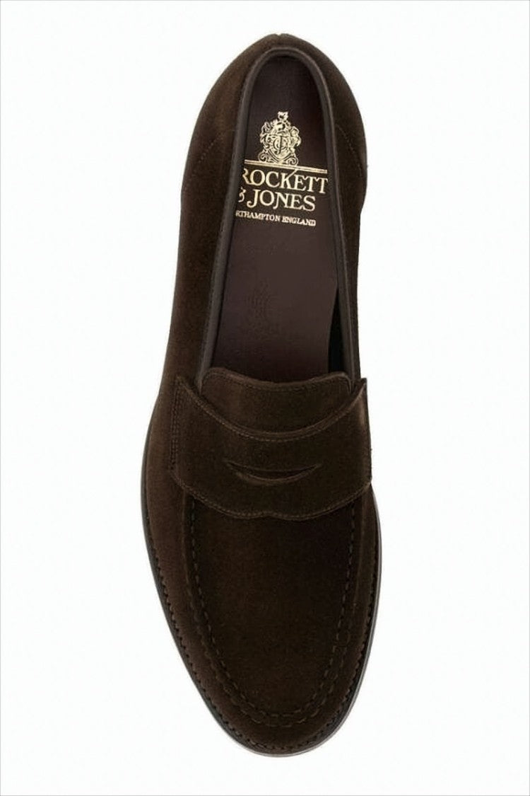 Crockett & Jones Brown Suede Loafer With Classic Penny Strap