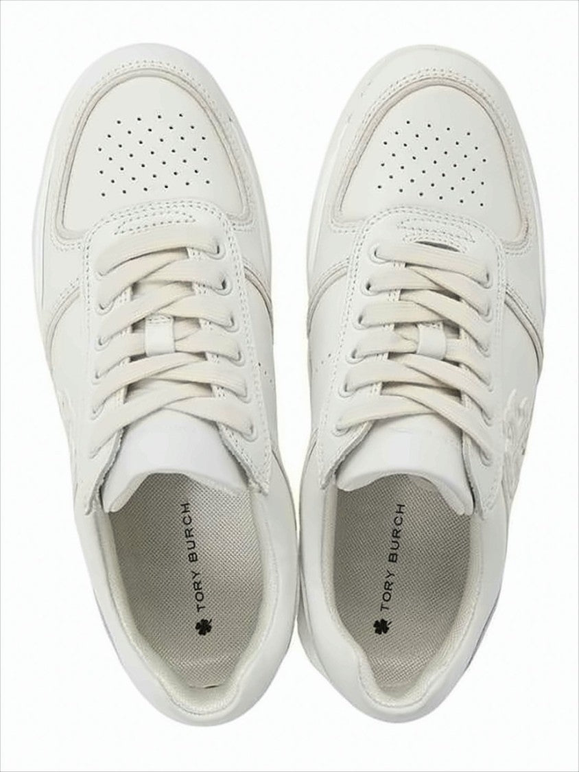 Tory Burch Low-Profile White Sneakers With Perforated Detailing