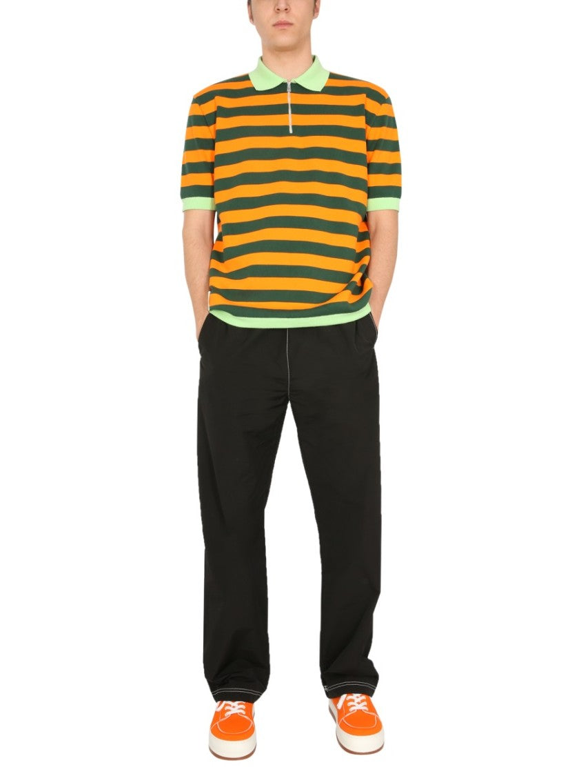 Sunnei X Eleonora Bonucci Horizontal Striped Knitted Polo Shirt