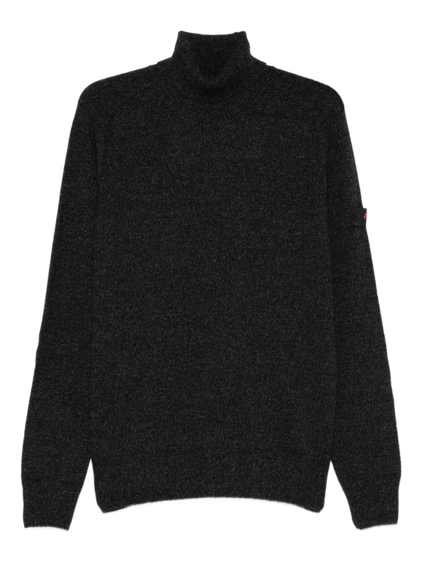 Peuterey Black Sweater With Round Neckline And Long Sleeves