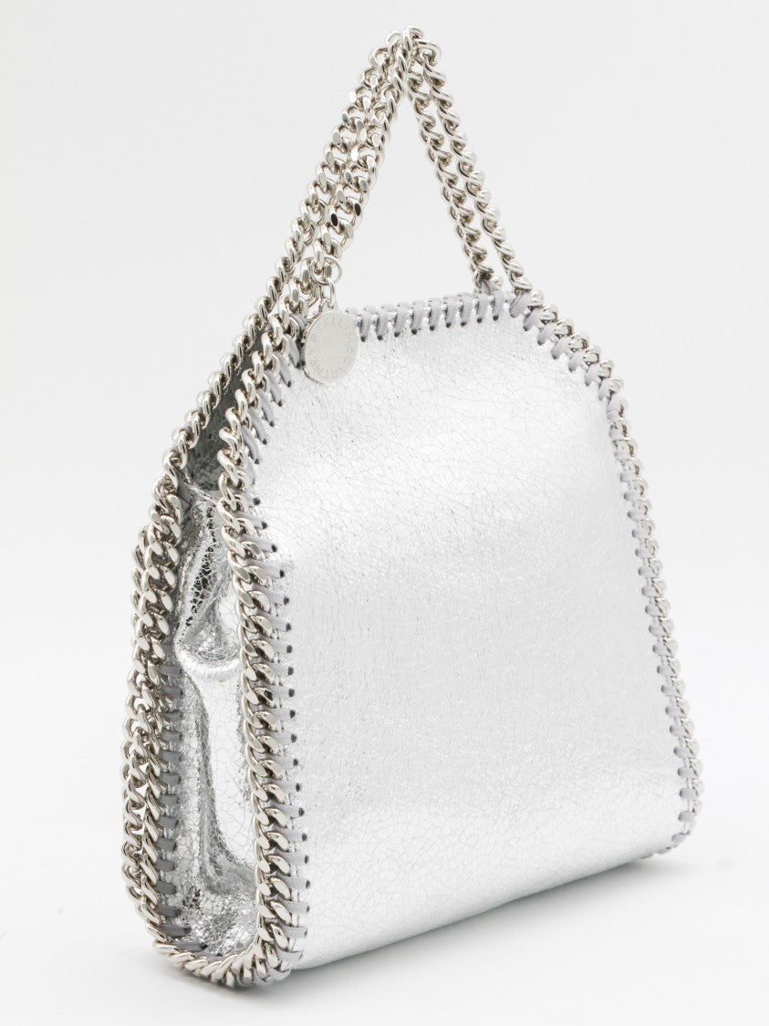 Stella Mccartney Structured Metallic Silver Bag With Chain Trim