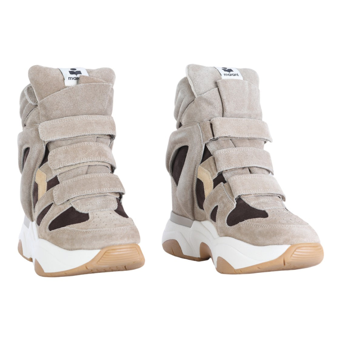 Isabel Marant Layered Velcro High-Top Sneakers