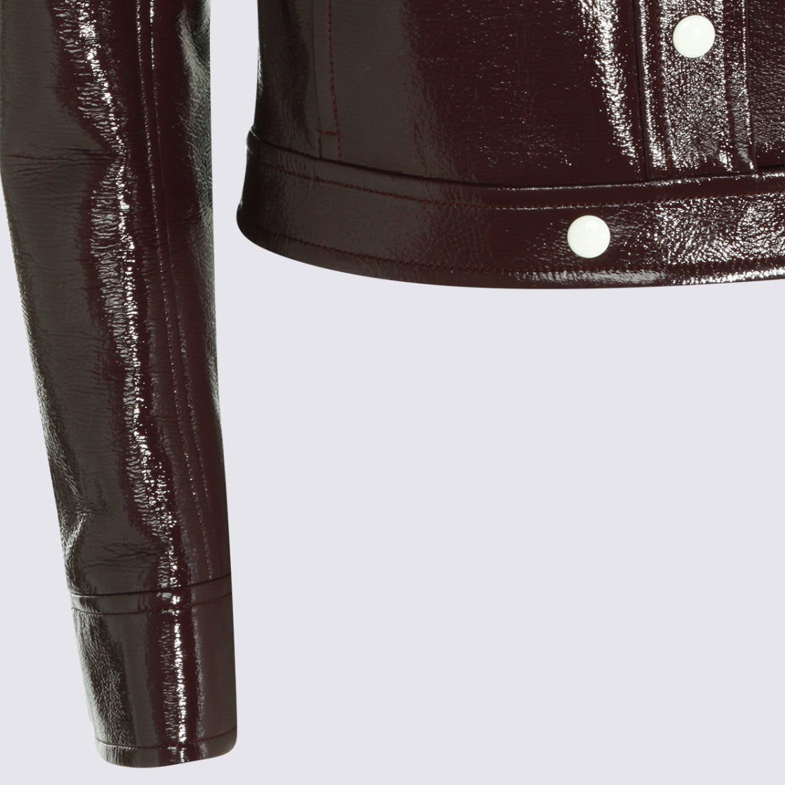 Courrèges Cropped Burgundy Jacket With Glossy Finish