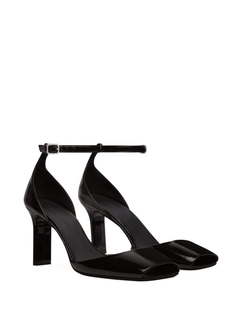 Courrèges Patent Leather Peep Toe Ankle Strap Pumps