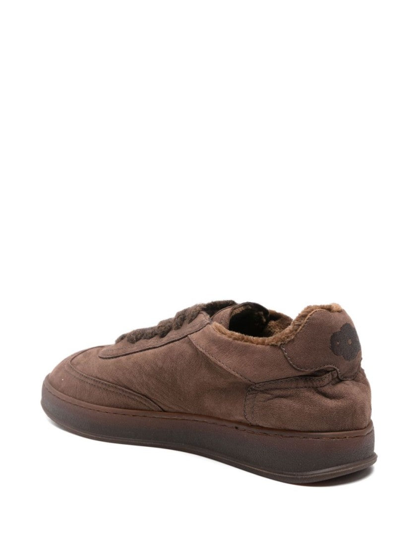 Soldini Low-Profile Brown Sneakers With Textured Laces