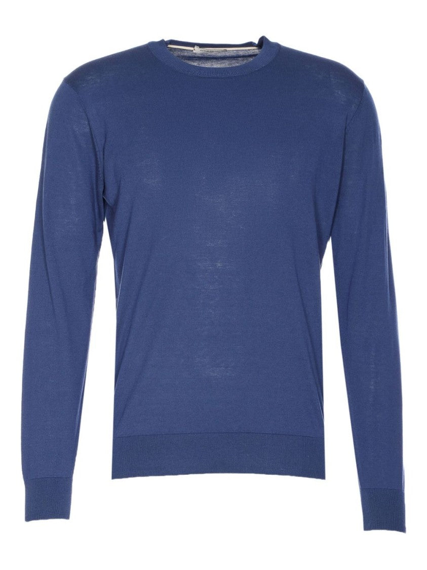 Paolo Pecora Classic Crew Neck Blue Knit Sweater