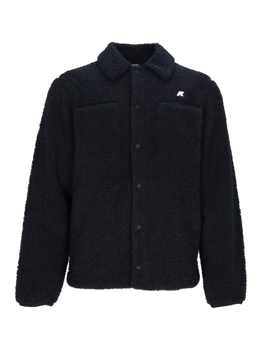 K-Way Signature Sherpa Textured Jacket With Classic Collar