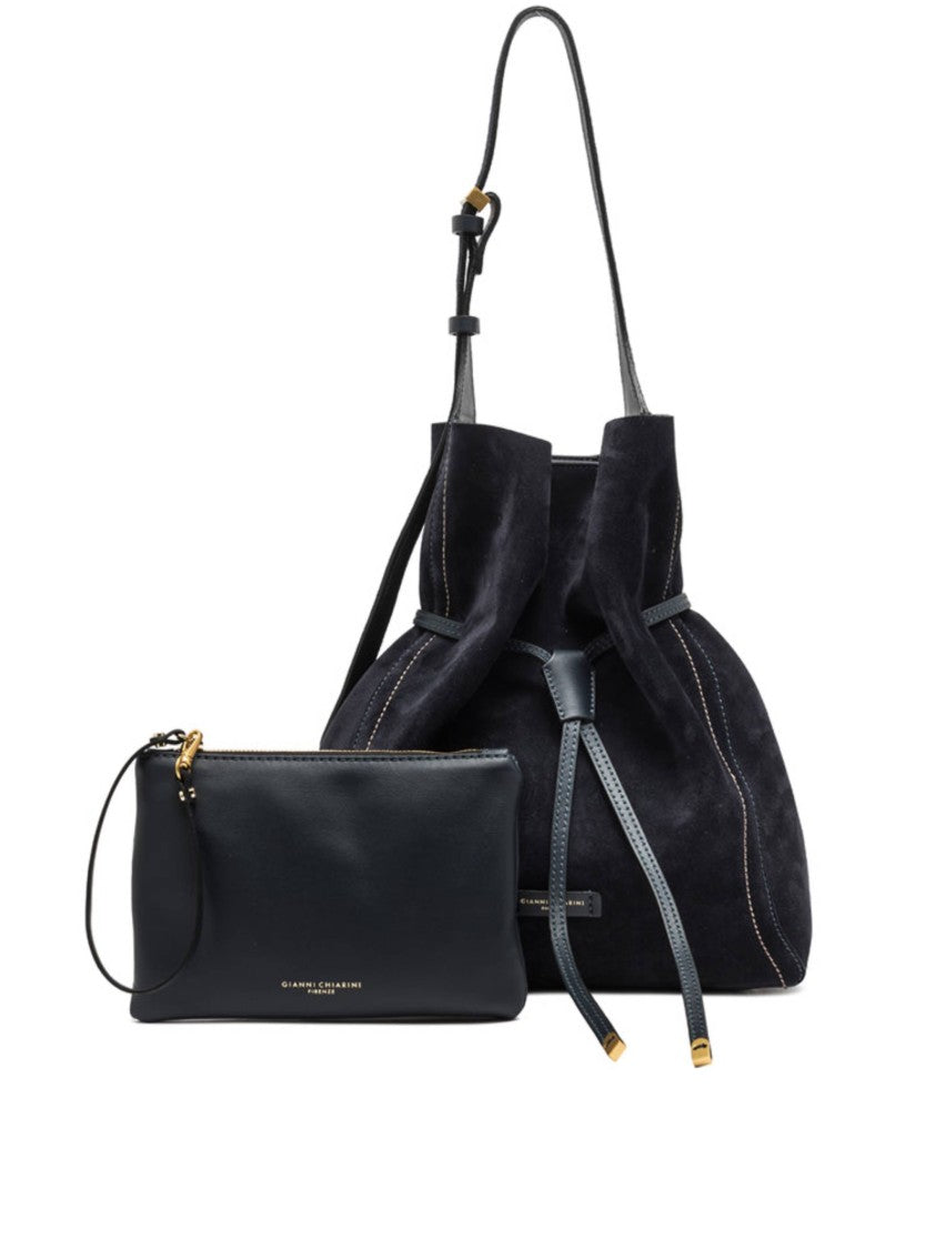 Gianni Chiarini Slouchy Suede Bucket Bag With Drawstring Closure
