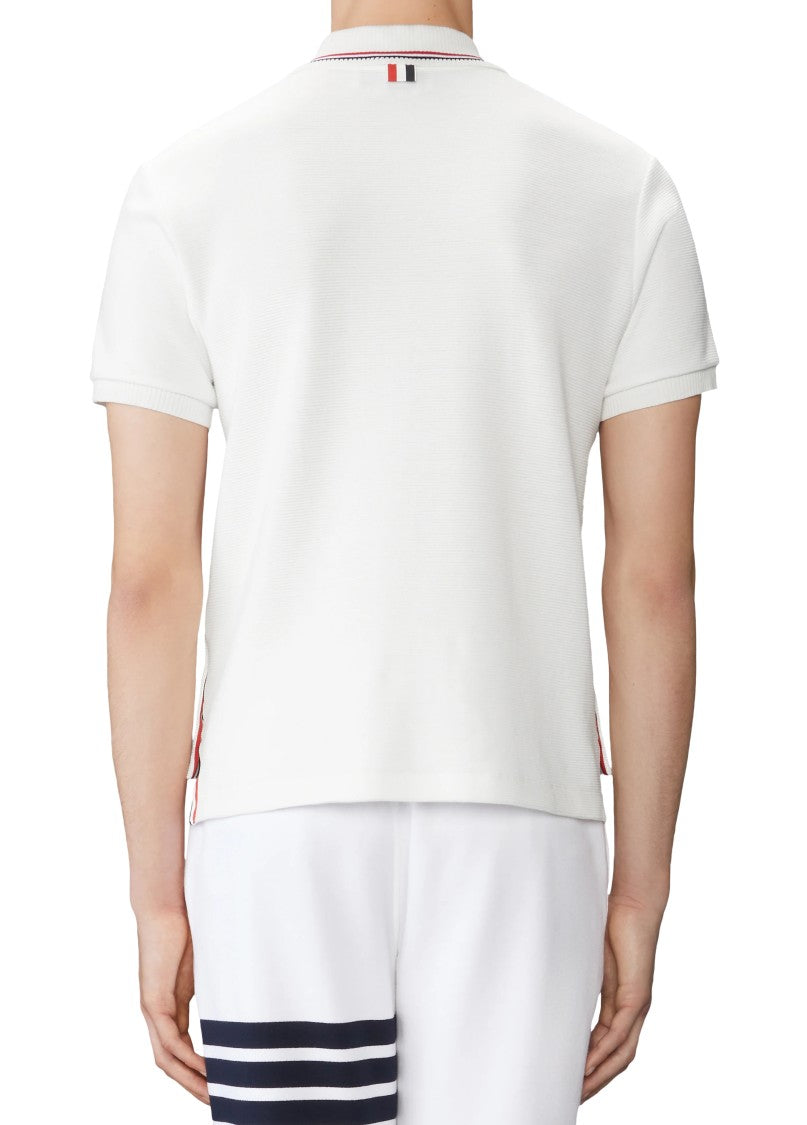 Thom Browne Short-Sleeve Polo Shirt With Structured Collar And Contrasting Stripes