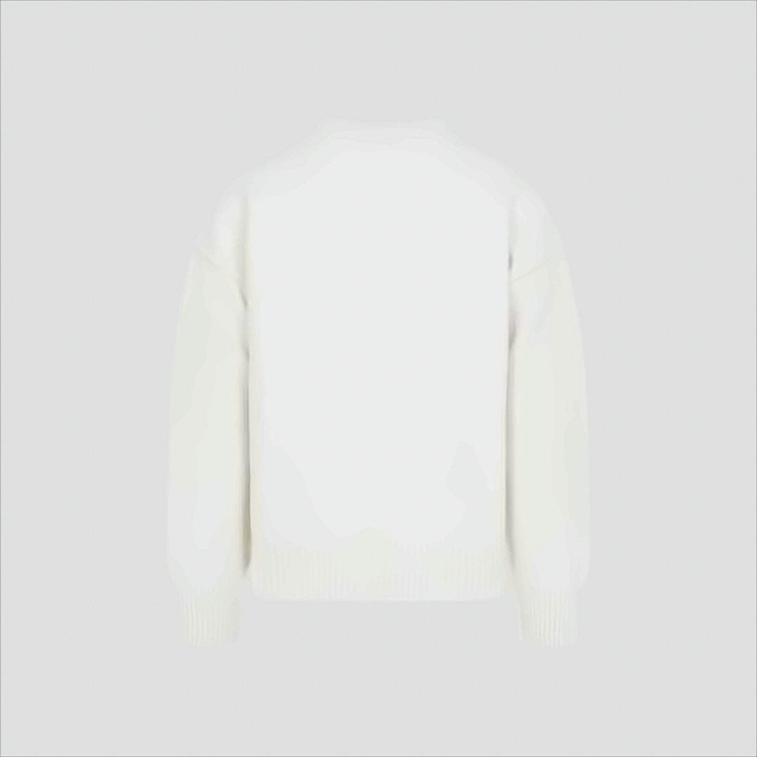 Ami White Wool Sweater With Ribbed Details