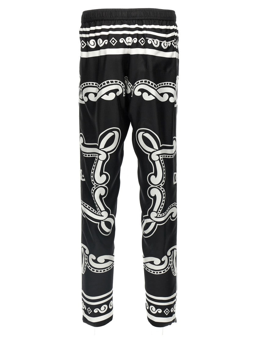 Dolce & Gabbana Bandana-Print Silk Pajama Pants With Contrast Piping