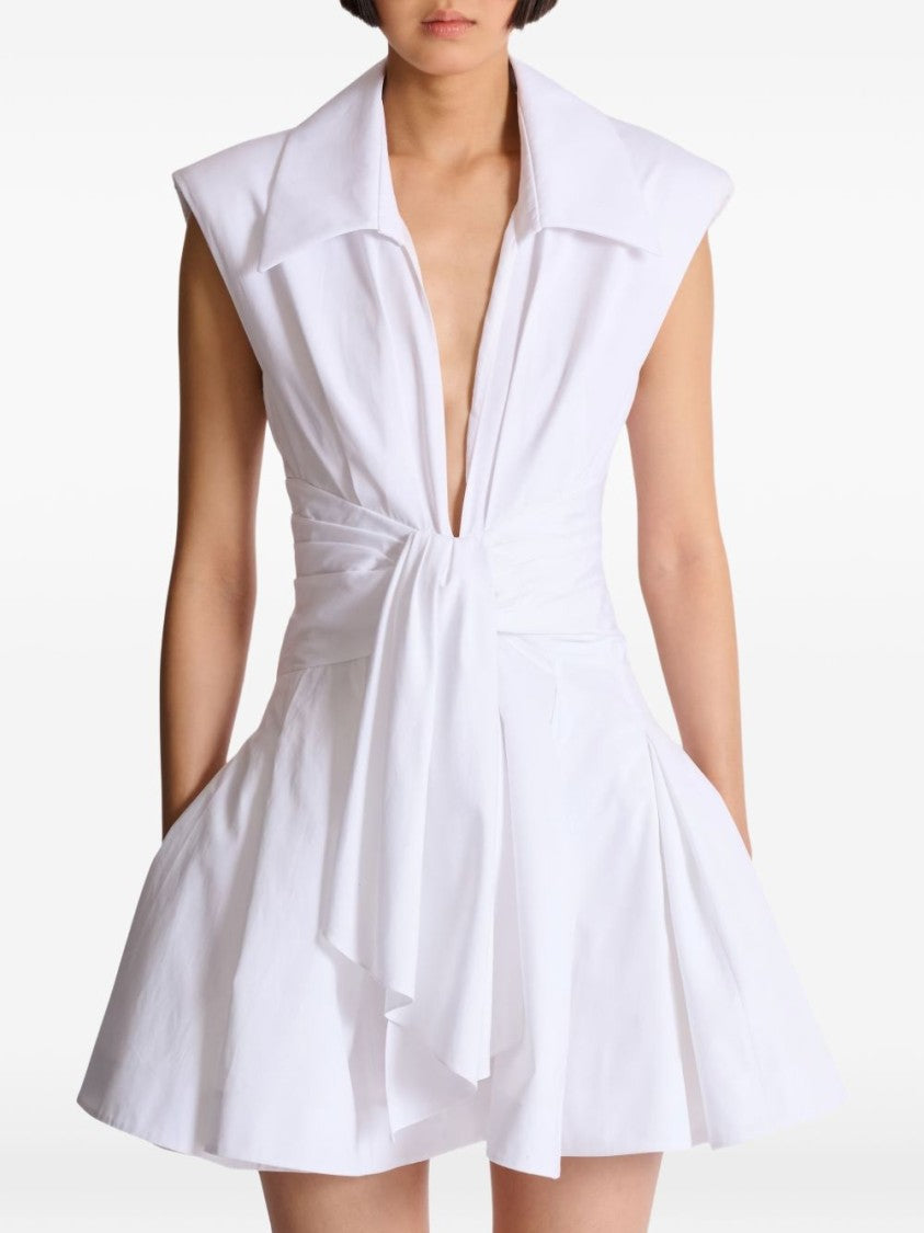 Balmain White Pointed Collar A-Line Mini Dress