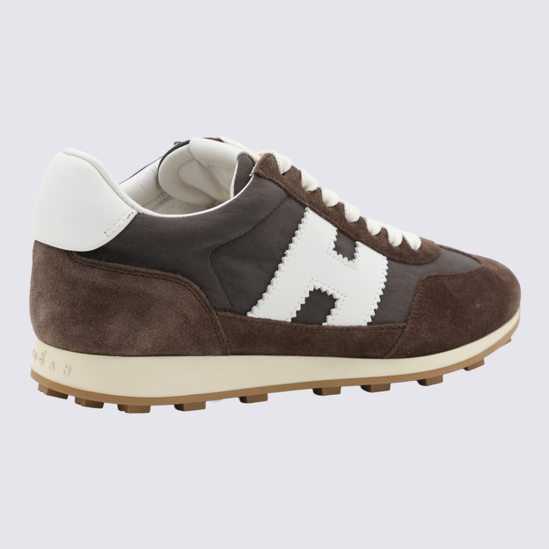 Hogan Dark Brown Suede Sneakers With White Detailing