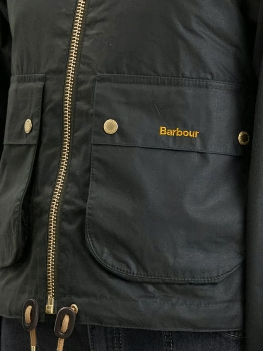 Barbour Cropped Utility Jacket With Corduroy Collar And Flap Pockets