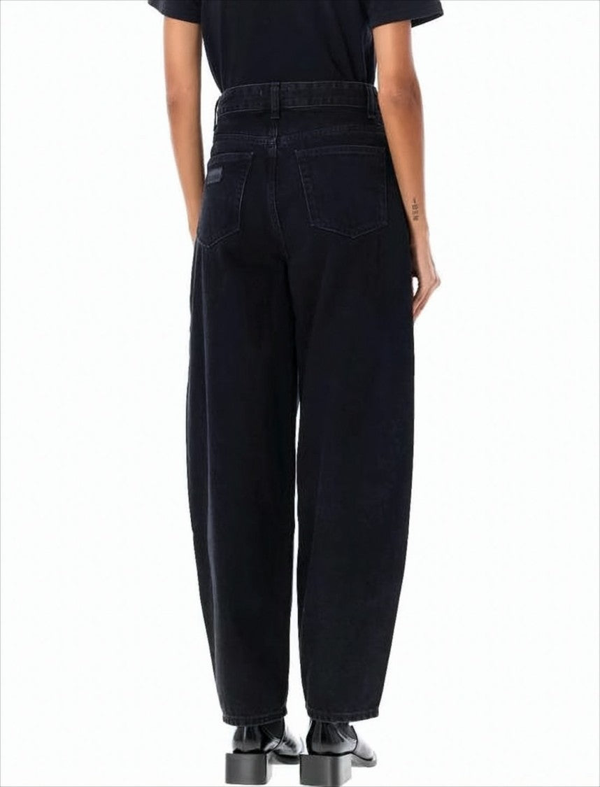Ganni High-Waisted Loose-Fit Denim Pants With Vintage Finish